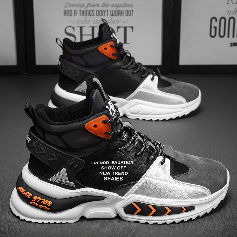 男鞋2025新款冬季高帮鞋子男款棉鞋青少年防水防滑加绒篮球运动鞋