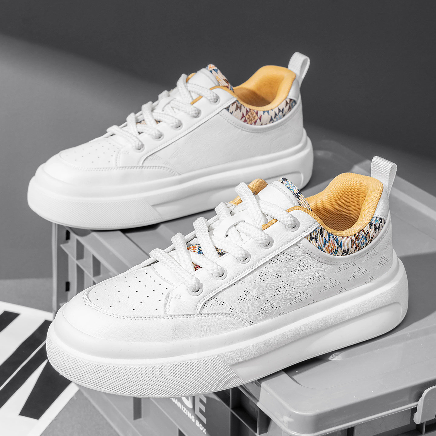 鞋子男鞋夏季透气休闲板鞋男款高级感百搭巨好看爆款配西裤小白鞋