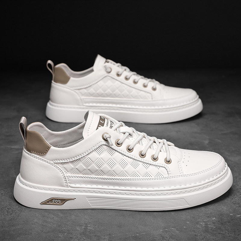 鞋子男夏季薄款透气小白潮鞋爆款真皮休闲男士板鞋一脚蹬防水男鞋