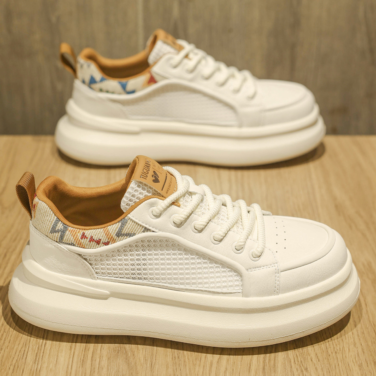 夏季男鞋2026透气薄款小白鞋子男款美式厚底增高休闲板鞋网面夏款