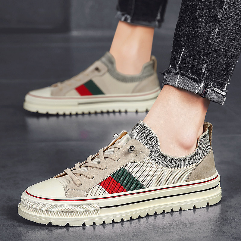 飞织男士板鞋韩版一脚蹬帆布鞋