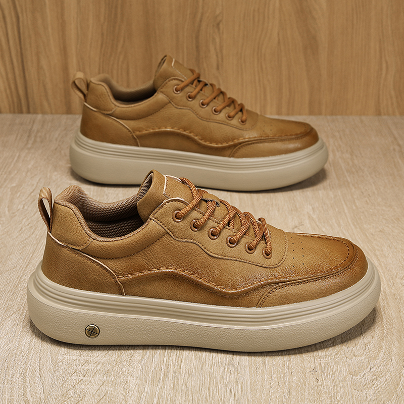 2025新款男士厚底皮面休闲板鞋