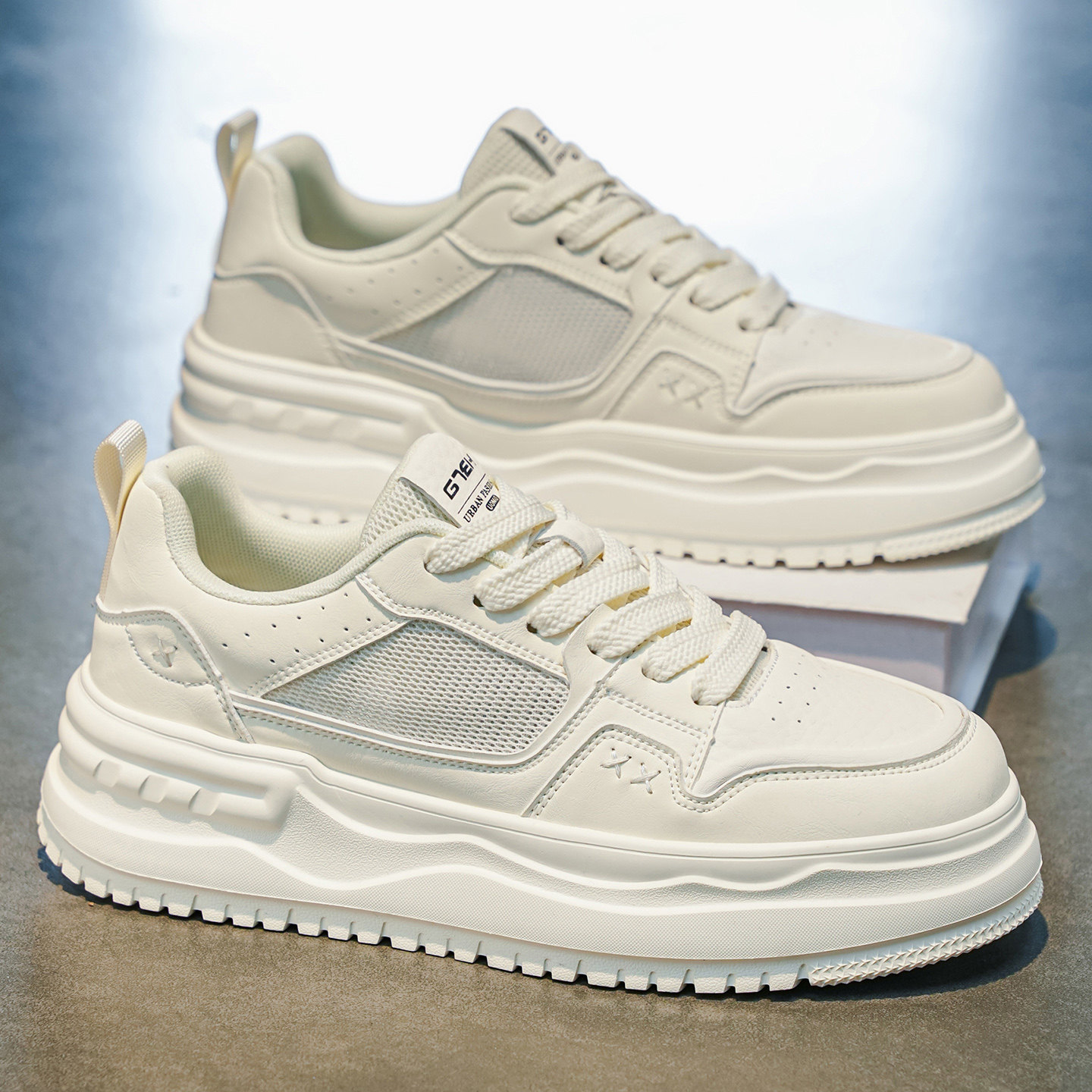 夏季透气男鞋厚底增高网面薄款小白鞋男款时尚软底休闲板鞋潮鞋子