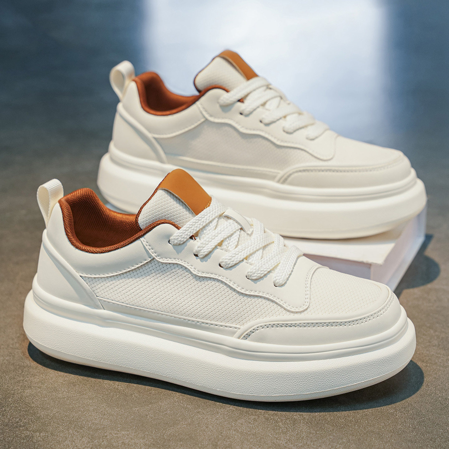 男鞋夏季透气网面小白鞋男款轻便厚底增高休闲板鞋时尚薄款潮鞋子