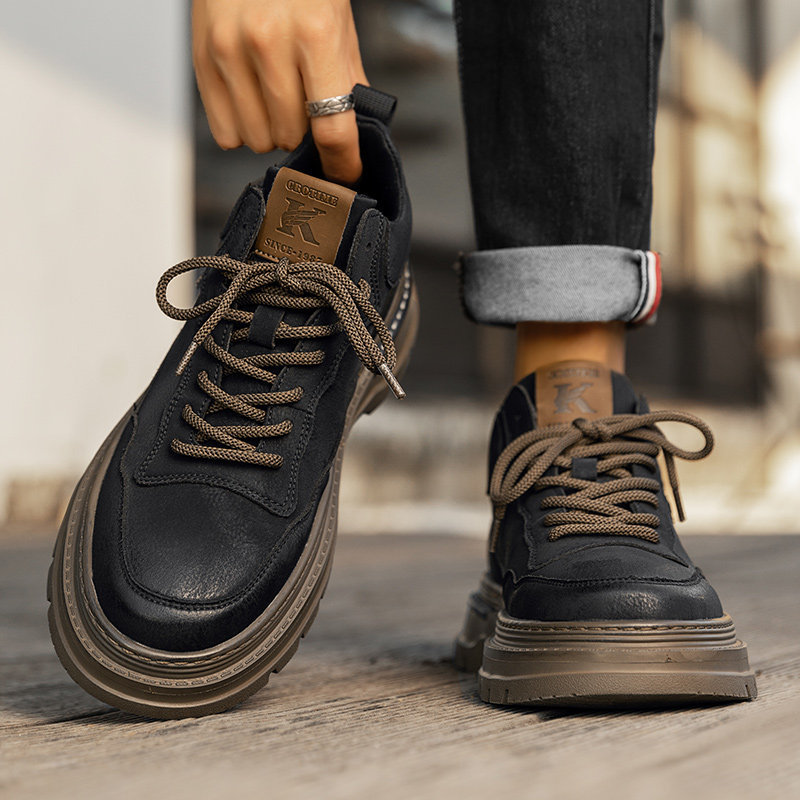 马丁靴男款中帮男鞋2025新款休闲皮鞋男士鞋子工装靴冬季加绒短靴