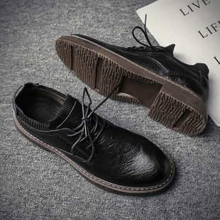 马丁靴男低帮秋冬男鞋2025黑色商务英伦男士休闲皮鞋男款马丁鞋子