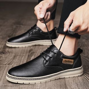 皮鞋秋季男士商务正装英伦休闲鞋子潮鞋真皮男鞋配西装软底年轻款