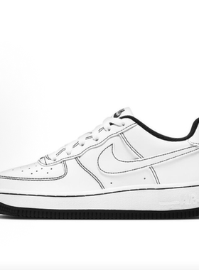 Nike Air Force 1白黑缝线低帮滑板鞋cw1575-104义乌FC仓