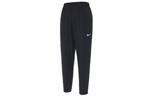 Nike 松紧徽标宽松中腰直筒休闲裤 男款 黑色 FQ4781-010