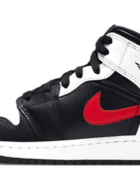 JordanAir Jordan1Mid 红钩 熊猫GS 中帮 篮球鞋 黑白 554725-075