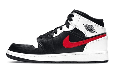 JordanAir Jordan1Mid 红钩 熊猫GS 中帮 篮球鞋 黑白 554725-075