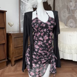 罩衫 纯欲泳衣抽绳显瘦长袖 温泉沙滩度假2558 花海