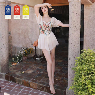 连体泳衣裙式 时尚 遮肚显瘦小胸聚拢温泉泳装 伊甸园