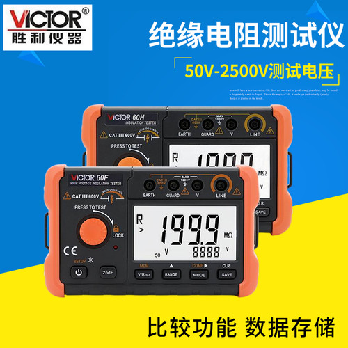 胜利绝缘电阻测试仪VC60F高压兆欧表VC60G手持数字摇表VC60H