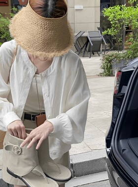 老钱风白色防晒衬衫女夏季新款时尚气质短款开衫上衣休闲薄款外套