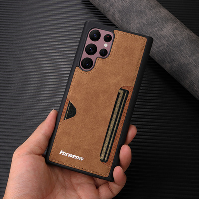 S24卡包适用三星S22Ultra手机壳插卡S21皮壳note20外壳S23FE证件卡槽55商务A53新款A54装地铁卡S25edge放卡套