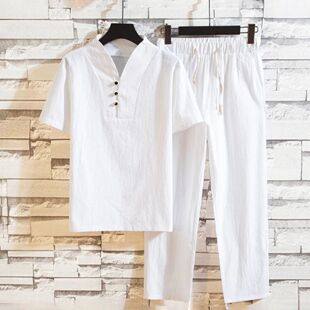 New Short Men Ankl shirt Linen Sleeve Arrival and Cotton