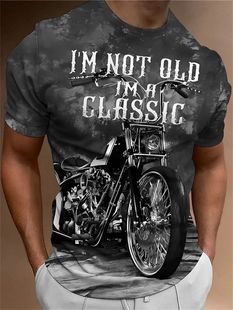 Vintage Men Sleeve shirt Short Motorcycle Print Classic