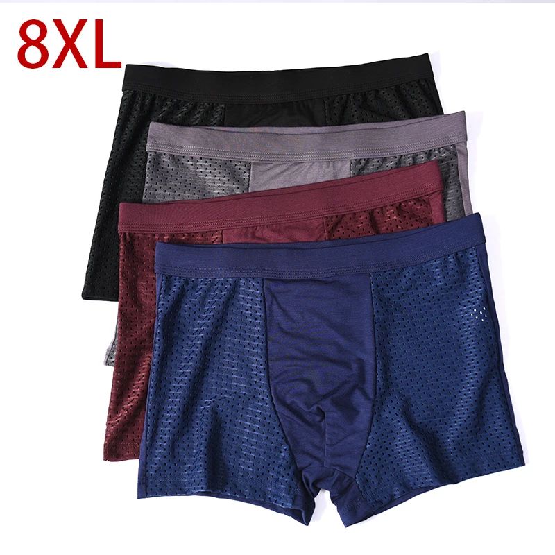 8XL Plus Banboo Fiber Men Underwear Male boxer  Solid Pantie