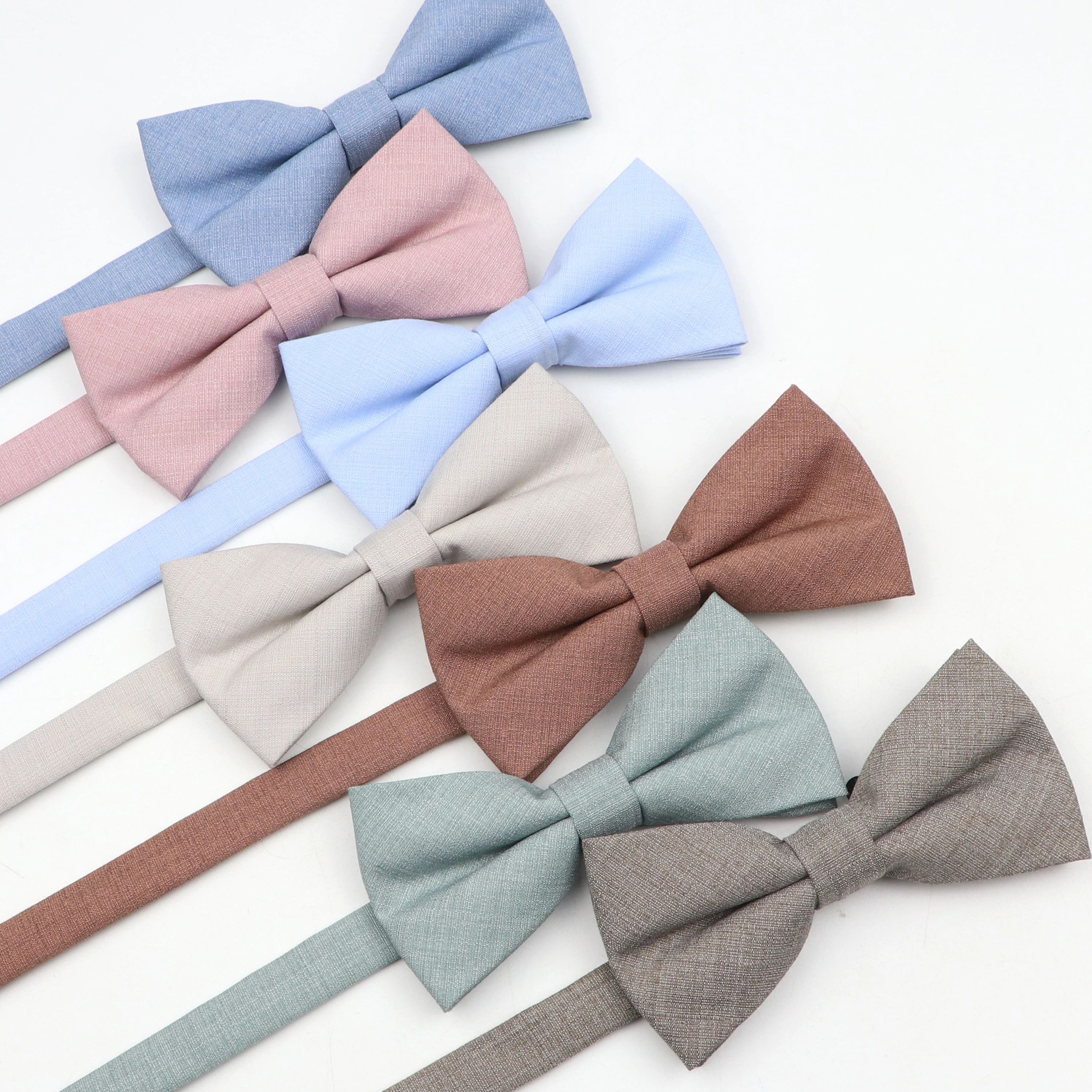 Soft Polyester Solid 15 Colors Father-son Bowtie Set Black B