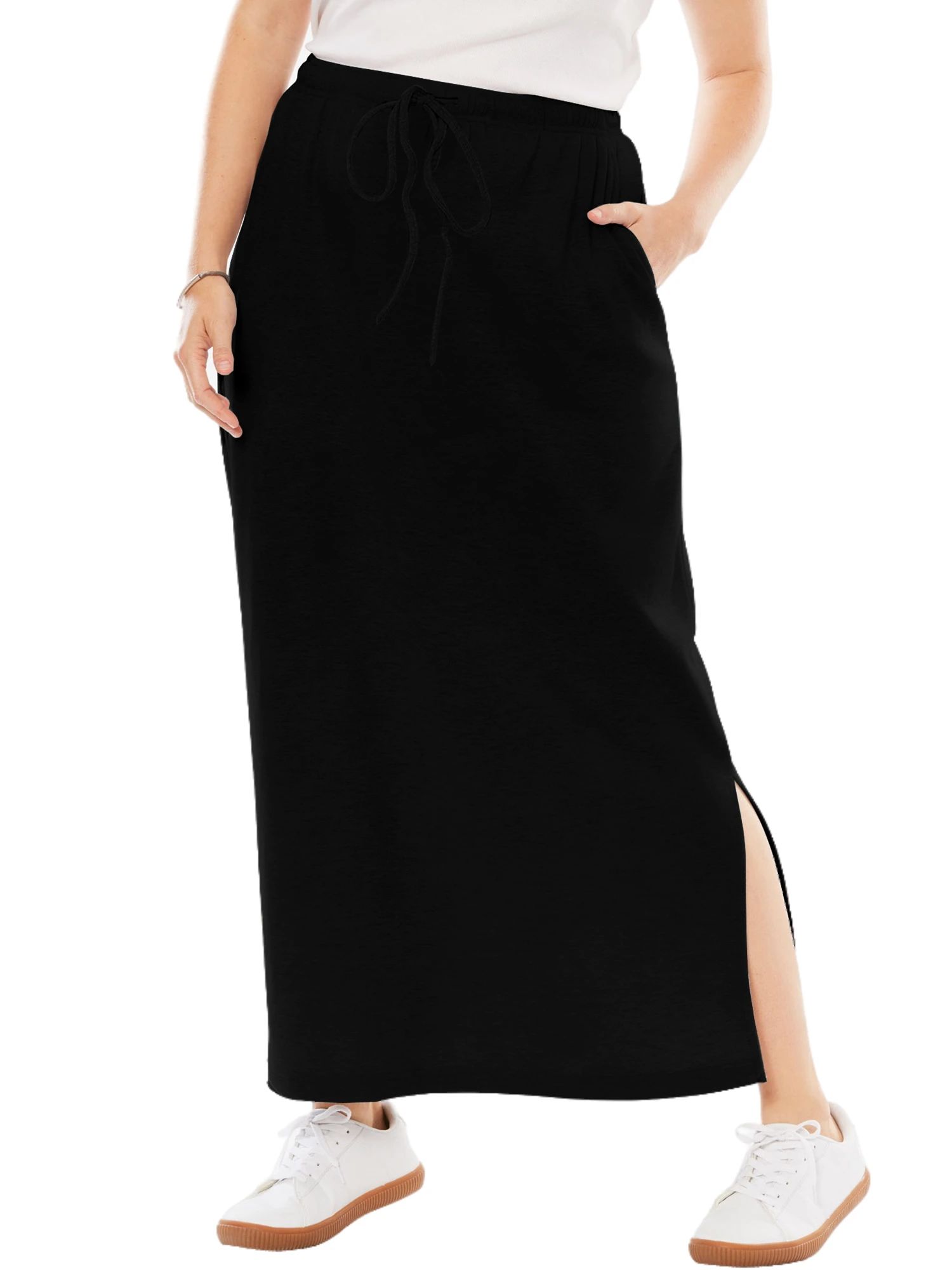 Plus Size Summer Spring Drawstring Waist Skirt Women Loose F-封面