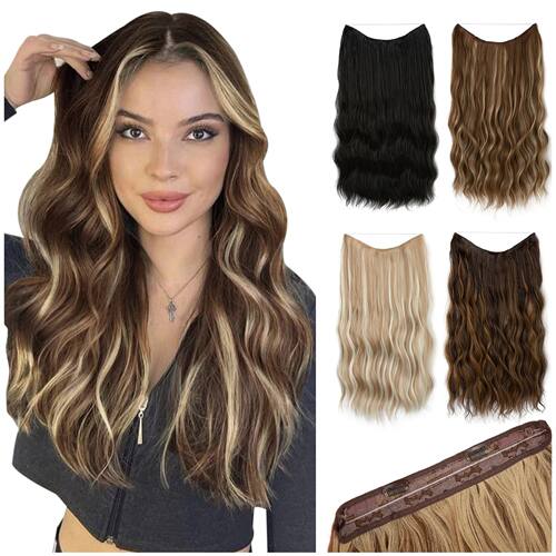 Synthetic Wave Invisible Clip in Hair Extensions Fish Line O