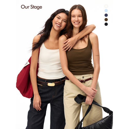 Our Stage 软糯透气圆领修身及腰显瘦纯色基础自带胸垫吊带背心
