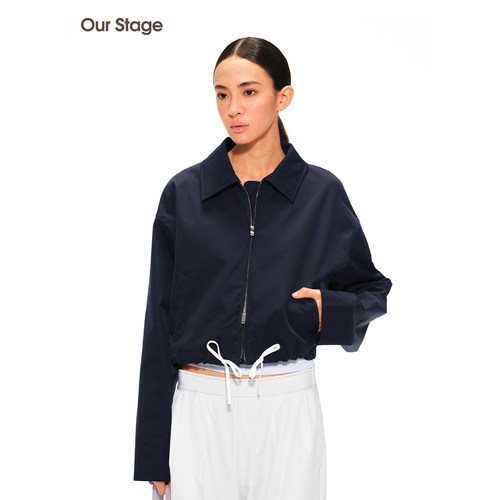 Our Stage 翻领夹克防泼水双拉链挺括有型显瘦高级感运动短外套