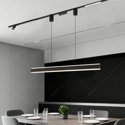 磁吸轨道吊灯一字长条灯可升降可移位明装超薄无主灯吧台餐厅吊灯