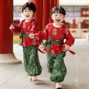 儿童圆领袍唐制汉服蹴鞠乐舞古典舞蹈群舞演出服新中式男女童唐装