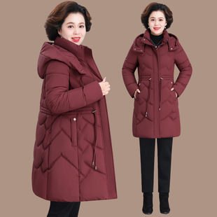 棉衣女款冬季2025新款中老年妈妈冬装外套收腰显瘦保暖棉服中长款