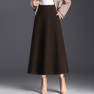 毛呢半身裙2026秋冬款女士气质长裙配大衣冬裙新款半裙