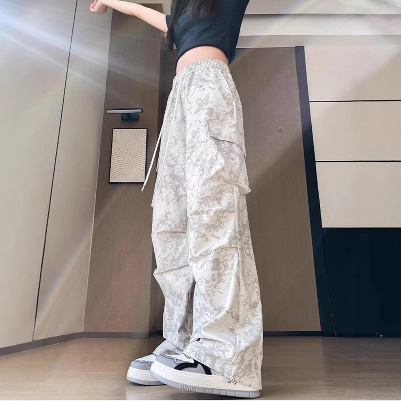 扎染工装裤女夏季薄款