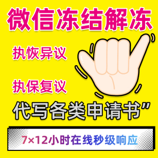 微信支付宝司法冻结解冻异地冻结执保复议执恢异议申请书代写