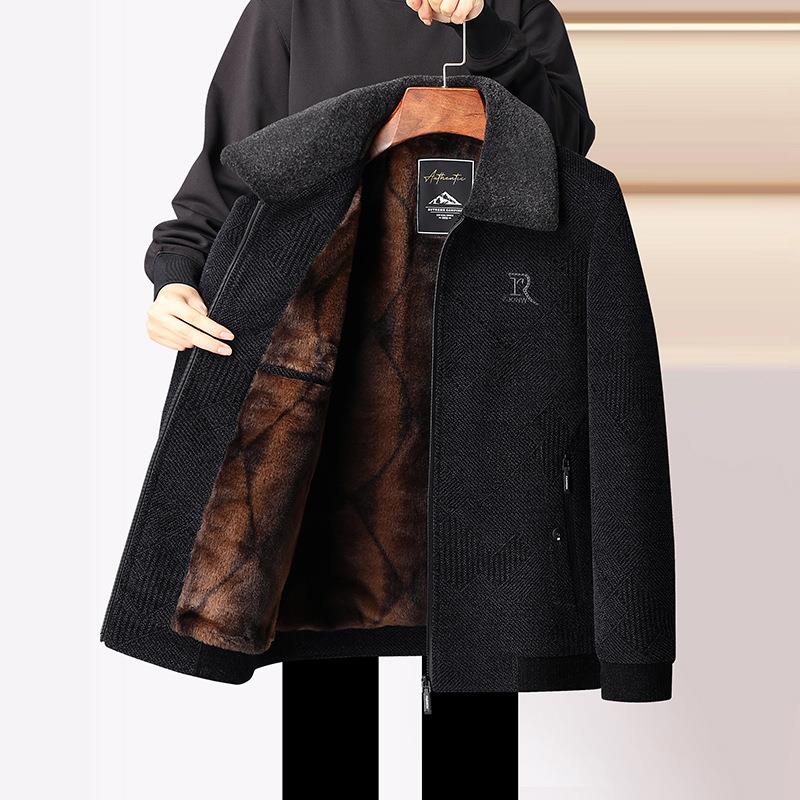 爸爸冬季外套加绒加厚中老年棉衣男爷爷冬装保暖棉服冬衣老人棉袄