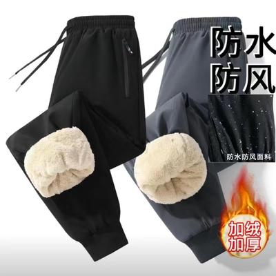 羊羔绒裤子男士冬季加绒加厚束脚卫裤男款棉裤中老年宽松运动长裤