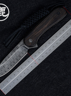 CUDEMAN大象先生C系列户外装备小直刀大马士革钢露营工具C2105