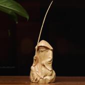 正宗小叶黄杨木雕老人渔翁得利摆件家居装 饰品满载而归工艺品送礼