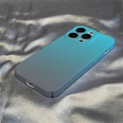 渐变蓝紫色适用苹果17AIR手机壳14/15plus新iphone16promax全包SE3/2菲林XR/XS硬壳7/8保护套12/13mini高档11
