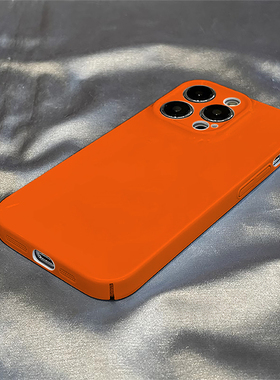 爱M仕橙色适用苹果17AIR手机壳14/15plus新iphone16promax全包SE3/2菲林XR/XS硬壳7/8保护套12/13mini高档11