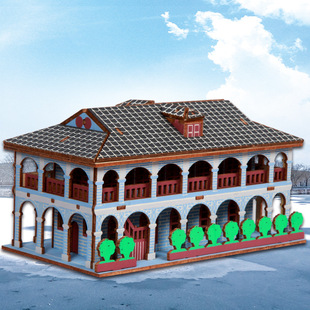 遵义会议木质立体拼图永定门3d木制手工模型鼓楼状元阁益智拼装