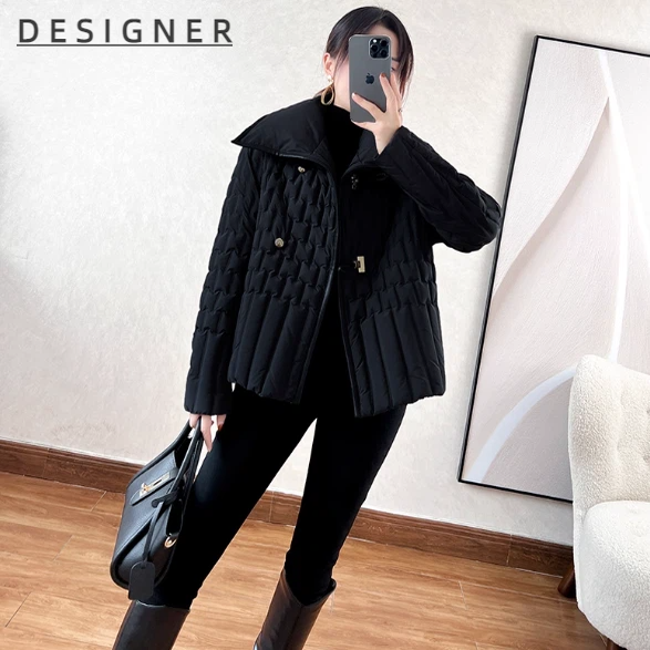 DESIGNER『大牌轻奢』小个子白鸭绒外套冬季宽松大码短款羽绒服女