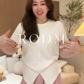 胖妹妹设计感圆领收腰显瘦正肩短袖 大码 新款 2026夏季 T恤上衣 女装