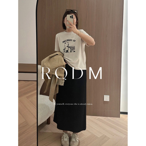 小熊shopping圆领正肩短袖T恤女