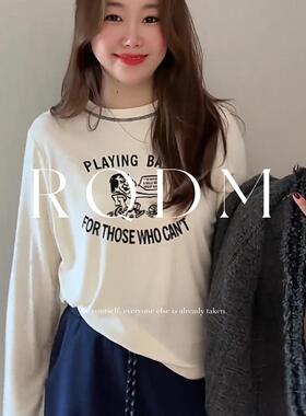 大码女装2026春秋新款胖MM套头印花宽松显瘦圆领正肩长袖T恤上衣