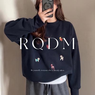 显瘦长袖打底衫加绒加厚刺绣卫衣