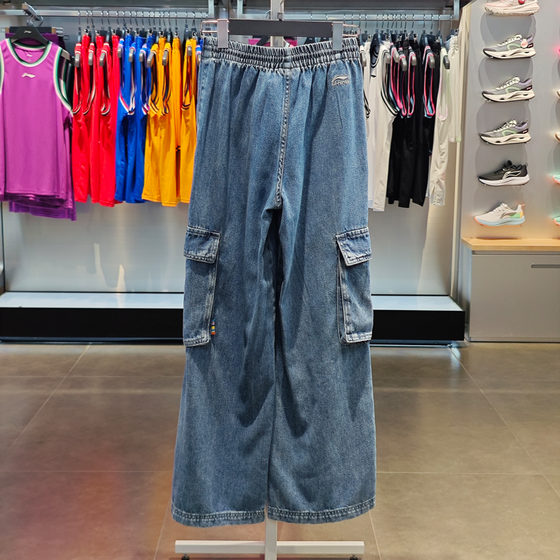 李宁水洗牛仔裤宽松舒适