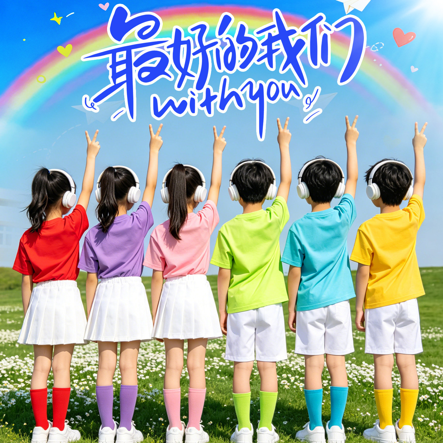 表演服彩色六一儿童t恤小学生运动会毕业班服短袖幼儿园亲子套装