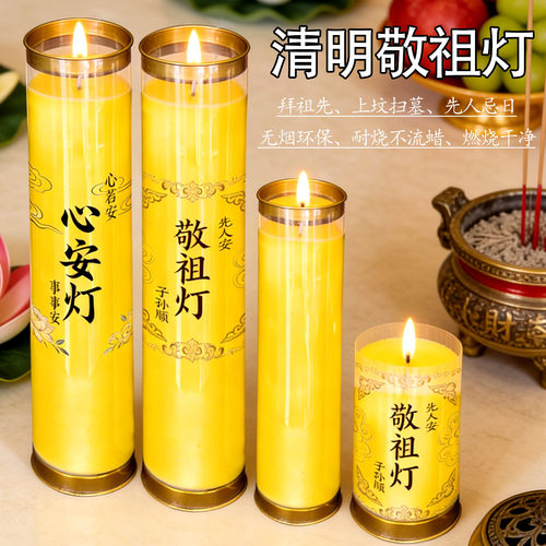 防风清明节蜡烛 缅怀先人上坟祭奠家用无烟植物酥油灯拜祖宗供灯