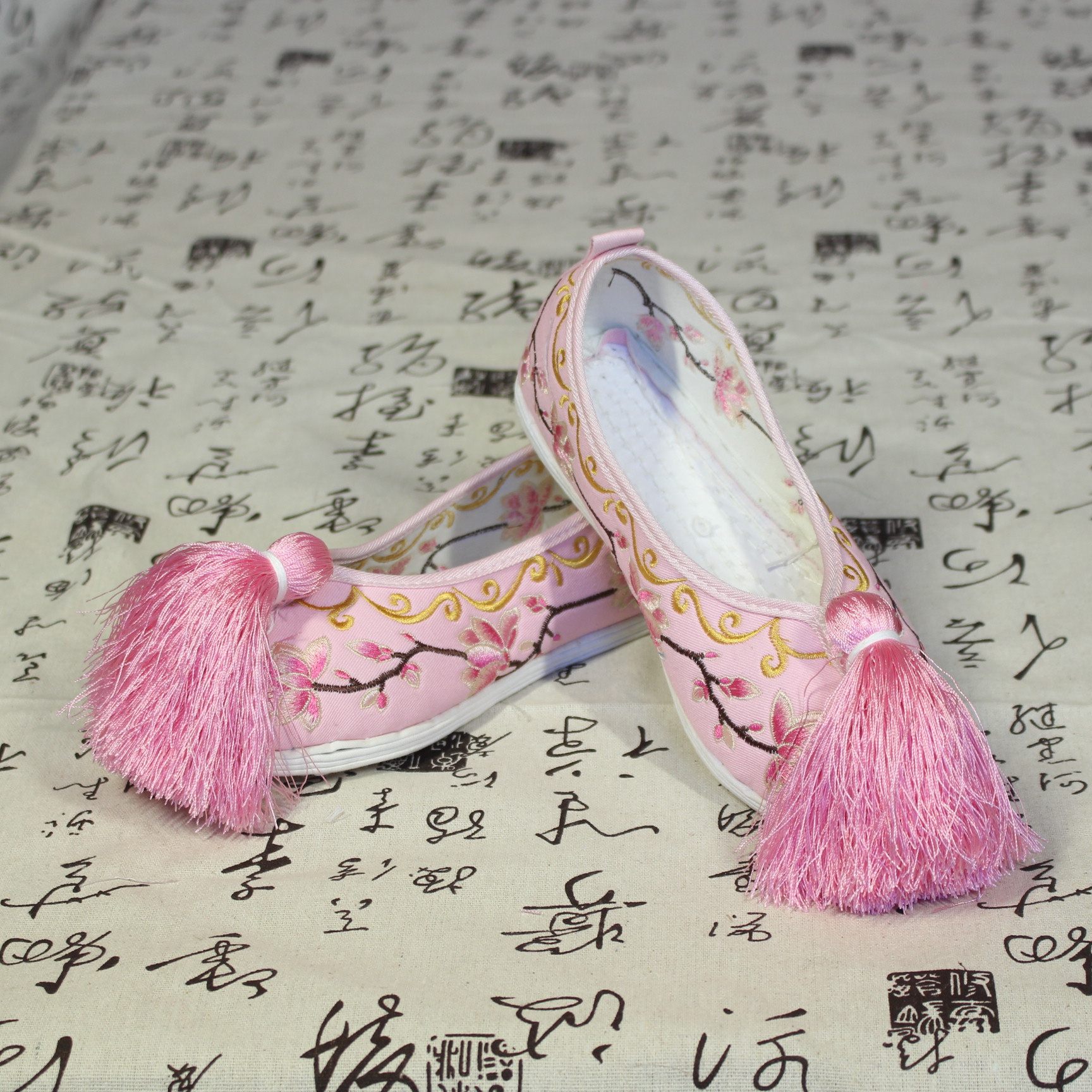 千层底刺绣绣花鞋女古装传统手工流苏中国风戏曲彩鞋